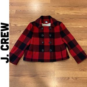 J. Crew Buffalo Check Wool Pea Coat